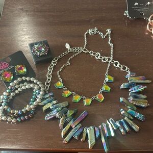 Iridescent Necklace and Bracelet Set